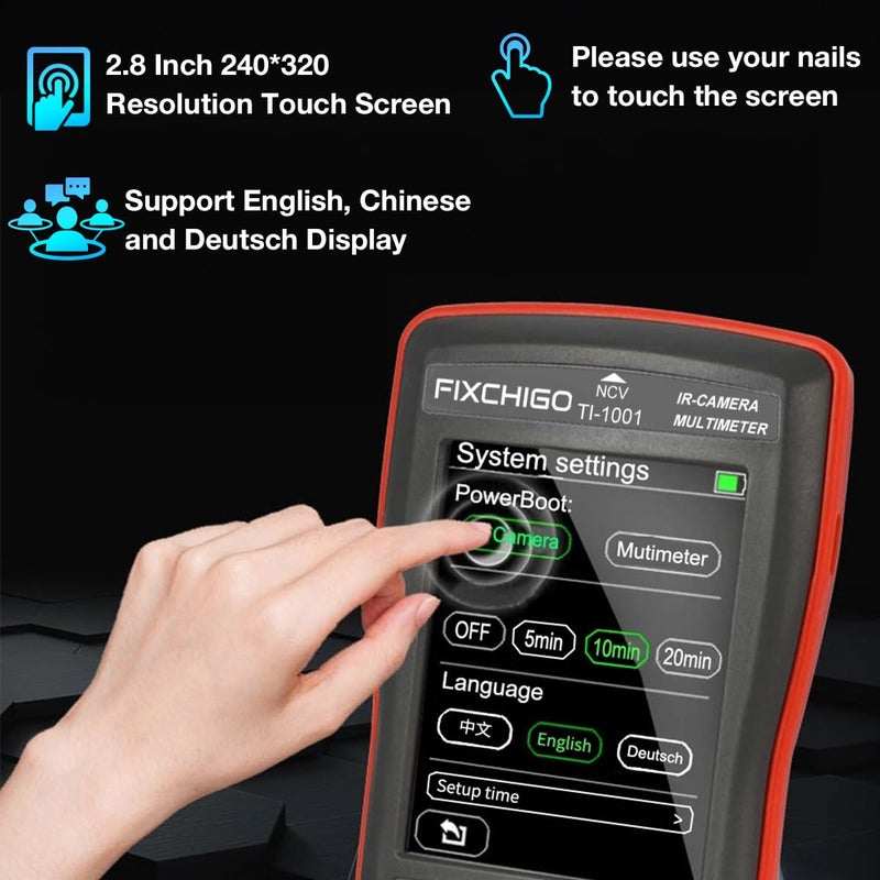 FIXCHIGO 2 in1 Thermal Imaging with 10000 Counts Multimeter Function Infrared Camera Pixels ISR240x240 Image Resolution 240x240 2.8 inch Touchscreen -20℃ to 550℃ Temperature Range 5 Color Palettes - Image 5
